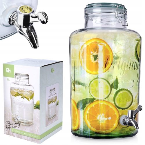 Food Container Large Drinks Glass, Lemonade, Glass with Tap, 8 l