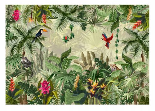 JUNGLE Wallpaper Animals Leaves Living Room 312x219