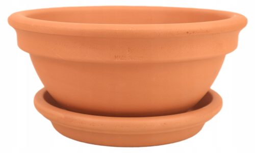  Degrea flowerpot 23.2 cm x 23.2 x 11 cm diameter 23 cm ceramic natural, terracotta + Degrea flowerpot stand 19 cm ceramic