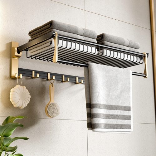 Wall hanger for towels Loft, black gold, 50 cm