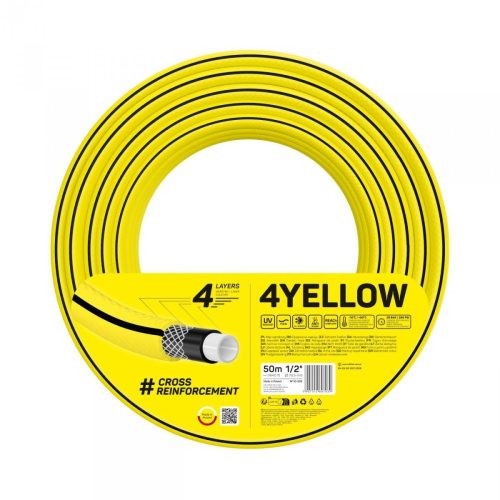  YELLOW 1/2" 4-ply garden hose, 50 meters