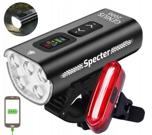  Spectre GENIUS bicycle light 2000 lm USB + Spectre YQ-Y19 bicycle light 120 lm battery