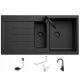 Lavello VERY BLACK one-and-a-half bowl sink, black granite