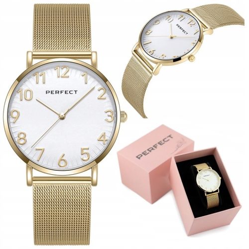  WOMEN'S WATCH PERFECT ZEFRA +BOX NUMBERS mesh bracelet gold