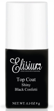  Elisium Top Coat Shiny top for hybrid varnishes Black Confetti 9g