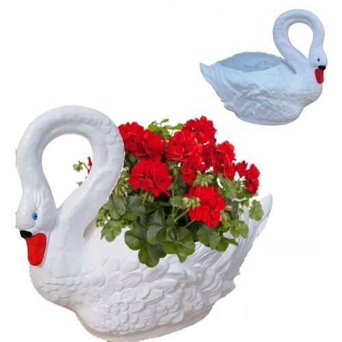  Garden figure, plastic swan, large flowerpot, decorative flower cover