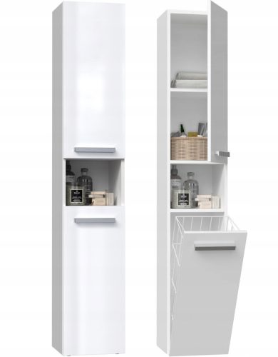 TopEshop Nell III standing bathroom cabinet, glossy white, 31x30x174 cm