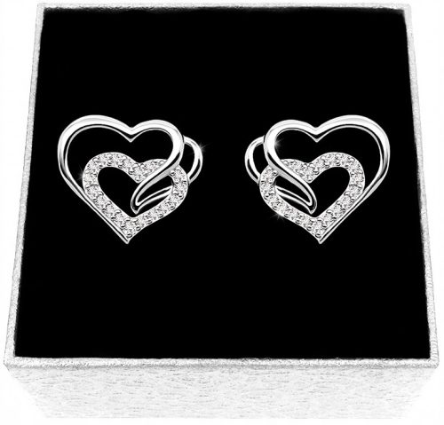  Heart Earrings Hearts with Cubic Zirconia Silver 925