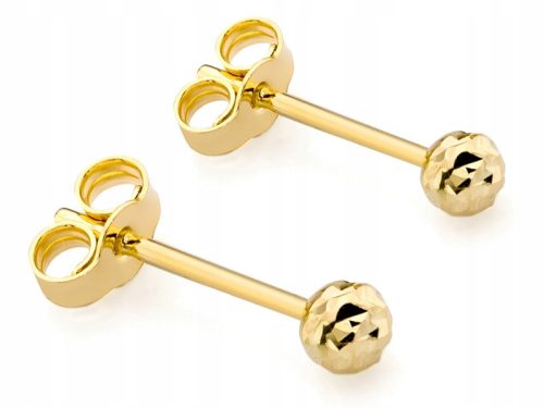  BEAUTIFUL GOLD EARRINGS pr. 585 14k BALLS 3mm STUD