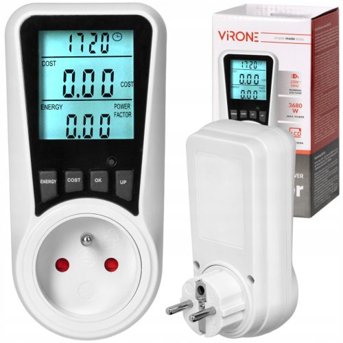  Virone dual-tariff wattmeter energy calculator