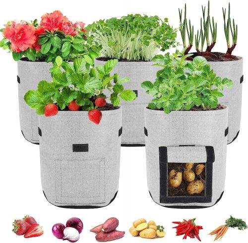  Flowerpot 27.94 cm x 27.94 x 34.29 cm Diameter 27.94 cm Nonwoven fabric in grey and silver tones