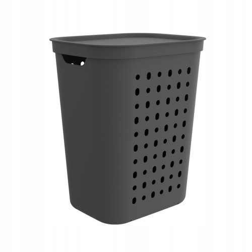 Laundry baskets and containers Rotho 55l freestanding laundry basket, graphite, grey and silver tones