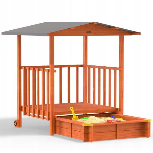 WOODEN SANDBOX FOR CHILDREN WITH VERANDA