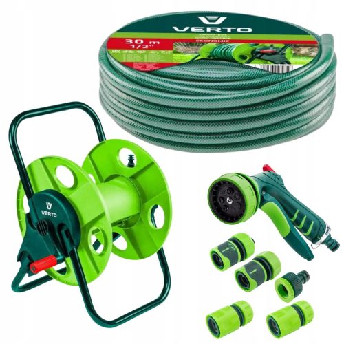  STANDING REEL GARDEN HOSE 30 m 1/2 GUN CONNECTIONS