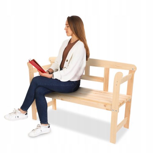 wooden bench with backrest 118 x 43 cm