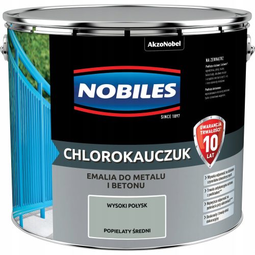 Peinture en caoutchouc chloré Nobiles pour métal 10L gris et argent brillant