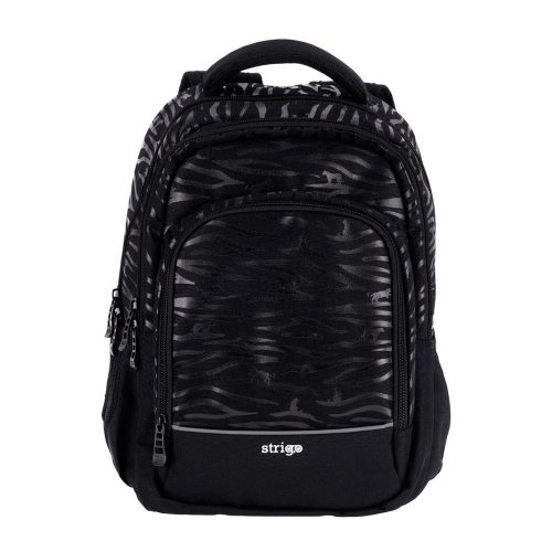 STRIGO Misty Black Tiger Lightweight School Backpack
