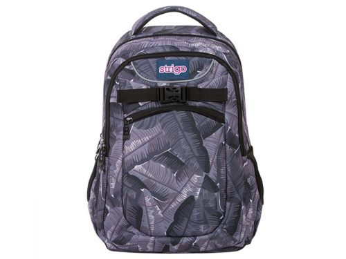 Strigo Nature School Backpack with Grey Leaves Design