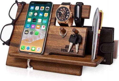  Desk Organizer, Wooden Phone Holder