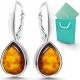  Silver earrings with amber, English clasp