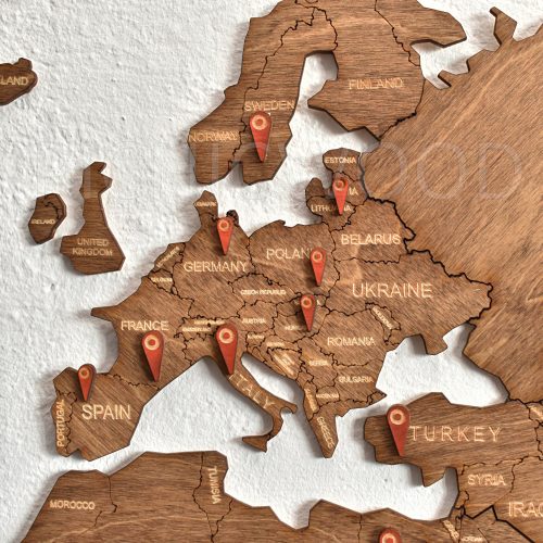 Decorative wall stickers PicnicWood wooden world map with pins 120 x 80 cm