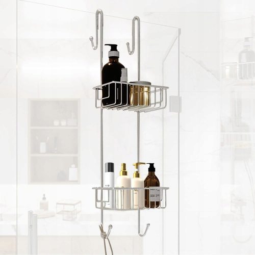 Shelf for a shower cubicle, 2 shelves, BAMODI coat hangers