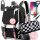 Multi-Compartment Youth School Backpack & Checkered Pencil Case Set with USB Port