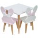  Table 50/50 cm + 2 Pucuś rabbit chairs with bow