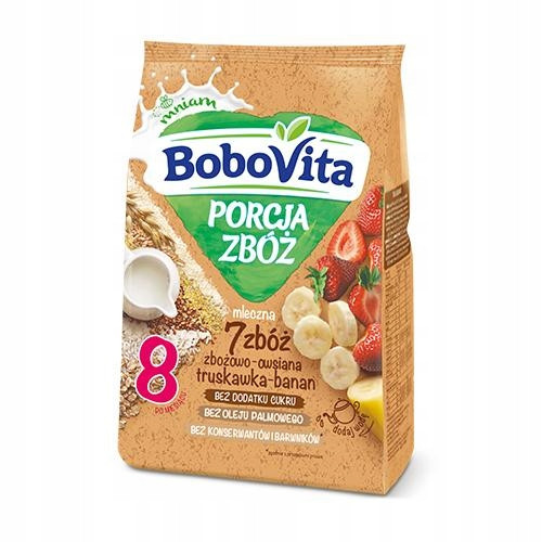  BoboVita Portion 7 Cereals Milk Porridge Cereal Oat Strawberry Banana 210g