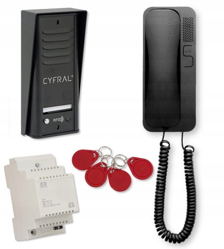 Cyfral Cosmo R1 1-family intercom, black, key chain