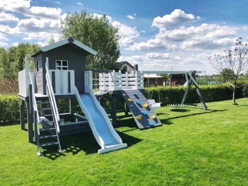 Playground, House, Sandpit, Bridge, Wall