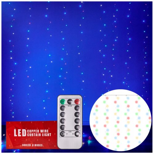  LED CURTAIN LAMPS WIRES 3x3m 300LED multicolored