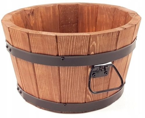  Drewdon flowerpot, 35 cm x 35 x 21 cm, diameter 35 cm, wood tones in brown and beige