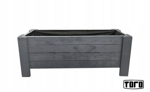  Flowerpot by TORO 120 cm x 33 x 35 cm, dark grey wood, graphite, grey and silver tones