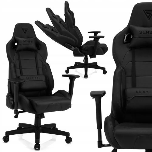  Sense7 Sentinel Gaming Chair, Black and Red Eco-Leather