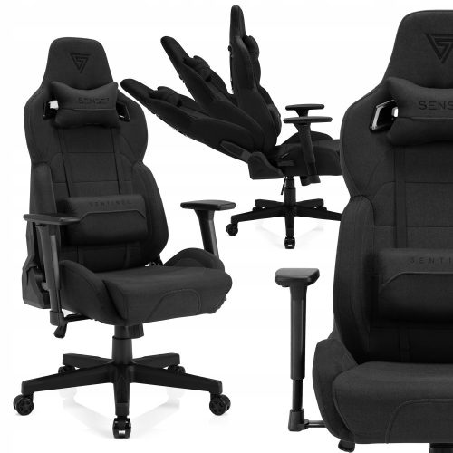  Sense7 Sentinel Gaming Chair, Black Fabric