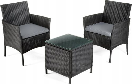  Outtec garden furniture set, plastic, grey coffee set, 3 pieces.