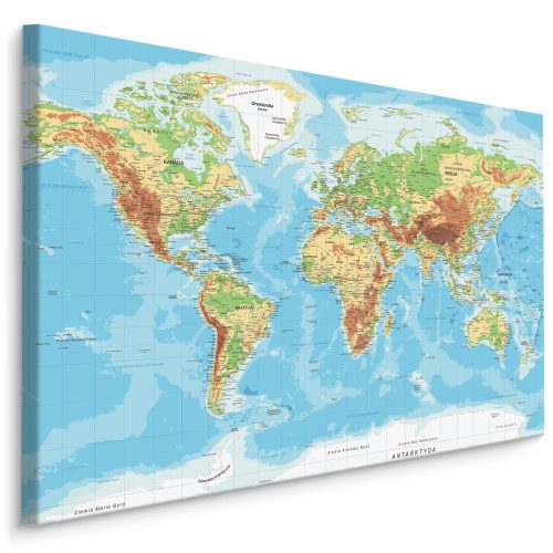 Images sur le mur, tableau CARTE DU MONDE en polonais pour le mur 120x80