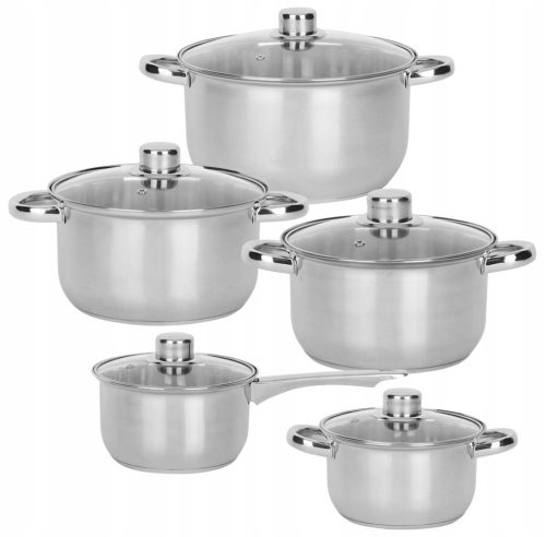 Rossner Autriche set de cuisine casseroles avec couvercles, acier inoxydable, 10 pièces.