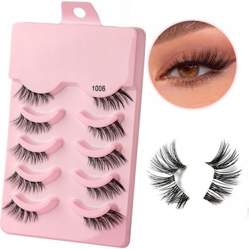  ARTIFICIAL EYELASHES STRIP SET OF 5 PAIRS HALF 1006