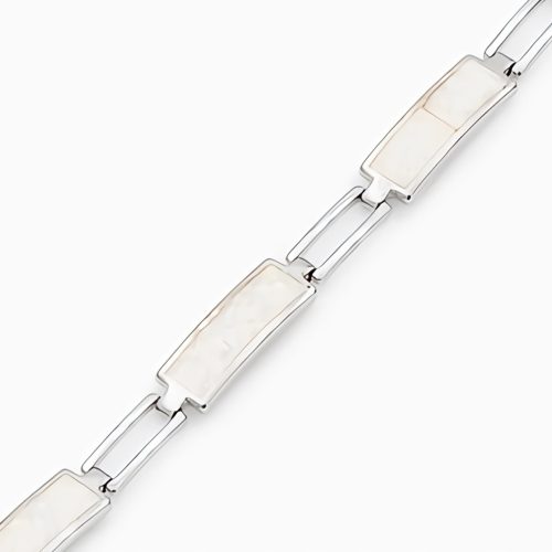  Silver bracelet, light opal, long rectangles