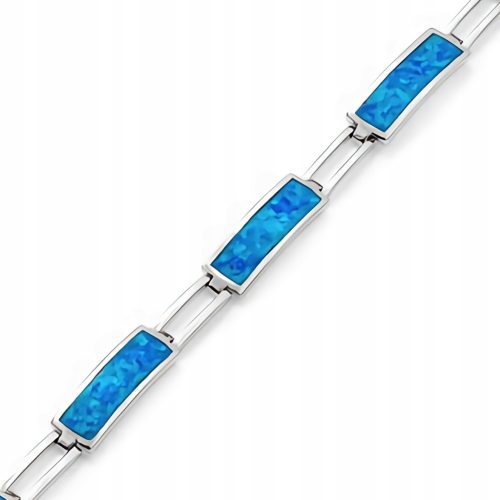  Silver bracelet, blue opal, long straight