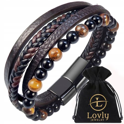  UNIQUE Men's Leather Bracelet STAINLESS STEEL as a gift for him