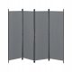 Folding screen 4-part room screen. 200x171 cm dark grey