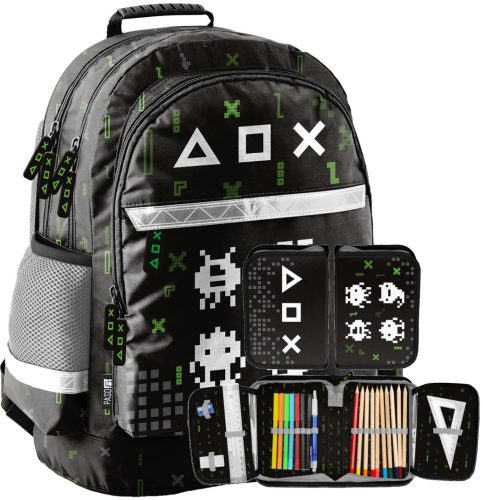 Kid's Gaming Themed School Backpack & Pencil Case Set for Grades 1-3 by PASO