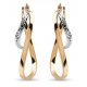  GOLD 585 DIAMOND TWISTED HANGING EARRINGS