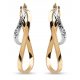  GOLD 585 DIAMOND TWISTED HANGING EARRINGS