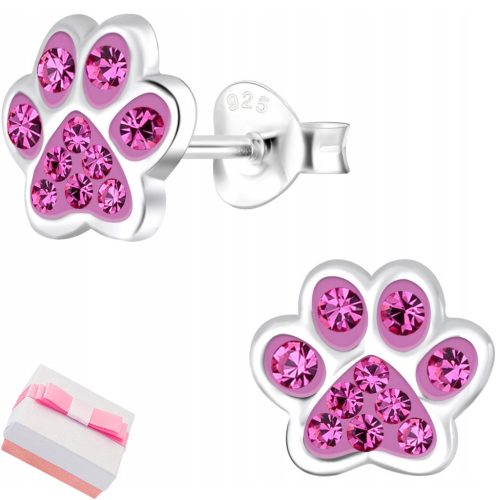 PINK SILVER STUD PAW EARRINGS