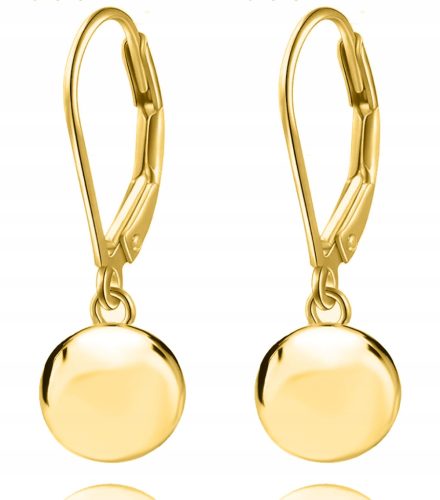  SILVER EARRINGS BALLS HANGING GOLD PLATED