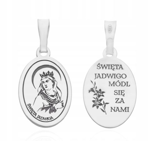  Silver medallion Ag 925 rhodium plated St. Jadwiga MDC064